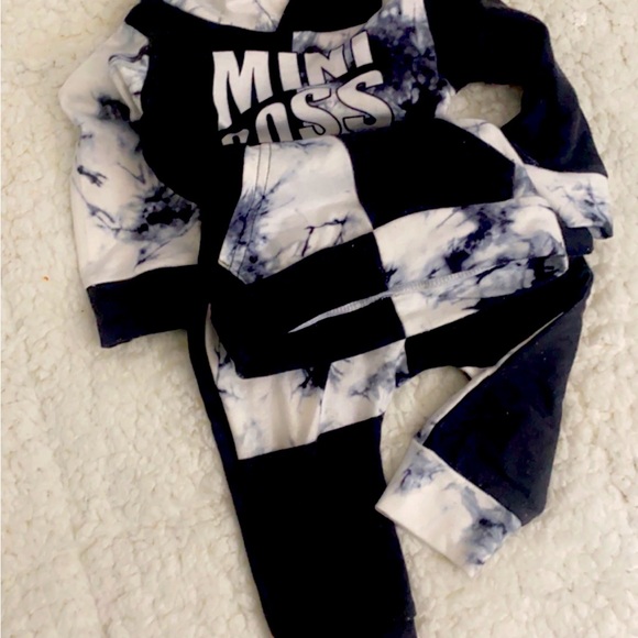Baby Boy Outfit  Tie Dye Sweatshirt Mini Boss Long Sleeves Sweatshirt Set 12m - Picture 2 of 10